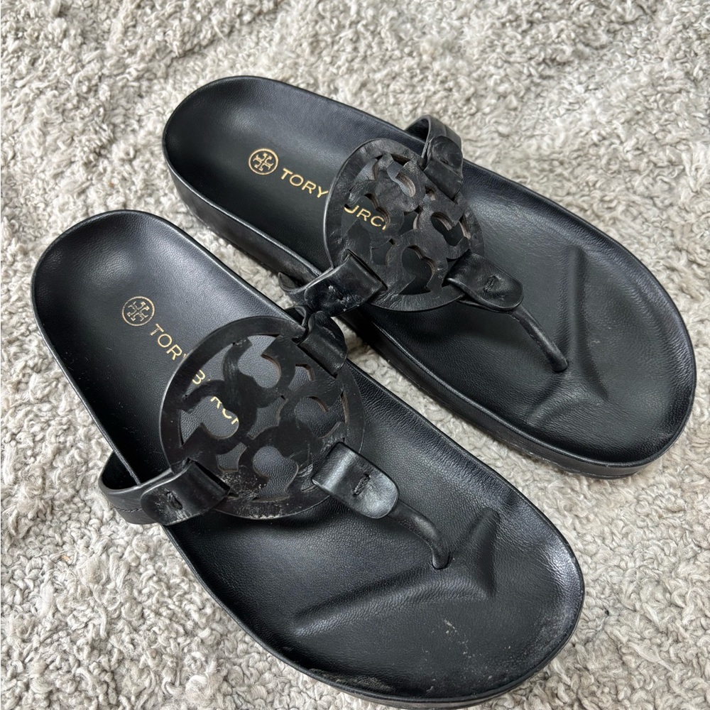Tory Burch Miller Cloud Black Slide Sandals size 7
